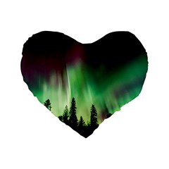 Aurora-borealis-northern-lights Standard 16  Premium Heart Shape Cushions