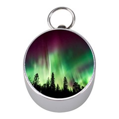 Aurora-borealis-northern-lights Mini Silver Compasses