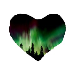 Aurora-borealis-northern-lights Standard 16  Premium Flano Heart Shape Cushions