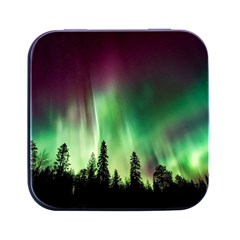 Aurora-borealis-northern-lights Square Metal Box (Black)