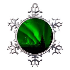 Aurora-borealis-northern-lights- Metal Large Snowflake Ornament by Ket1n9