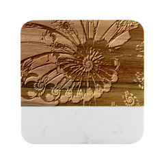 Top Peacock Feathers Marble Wood Coaster (square)