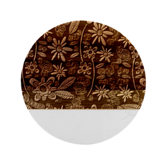 Flower Art Pattern Marble Wood Coaster (round) by Ket1n9