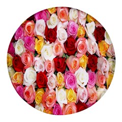 Rose Color Beautiful Flowers Round Glass Fridge Magnet (4 Pack) by Ket1n9