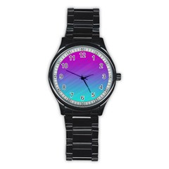 Background-pink-blue-gradient Stainless Steel Round Watch