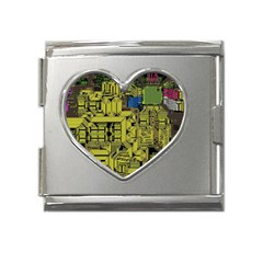 Technology Circuit Board Mega Link Heart Italian Charm (18mm) by Ket1n9