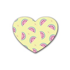 Watermelon Wallpapers  Creative Illustration And Patterns Rubber Heart Coaster (4 Pack) by Ket1n9