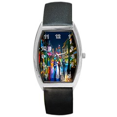 Abstract-vibrant-colour-cityscape Barrel Style Metal Watch by Ket1n9