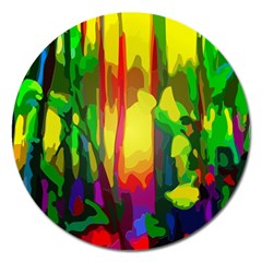 Abstract-vibrant-colour-botany Magnet 5  (round) by Ket1n9