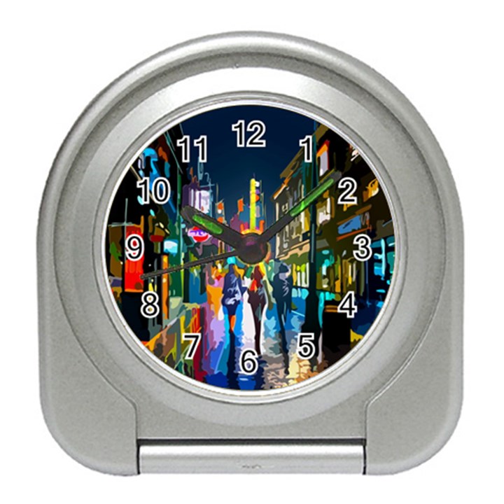 Abstract-vibrant-colour-cityscape Travel Alarm Clock