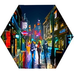 Abstract-vibrant-colour-cityscape Wooden Puzzle Hexagon by Ket1n9