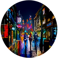 Abstract-vibrant-colour-cityscape Uv Print Round Tile Coaster by Ket1n9