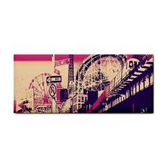 Pink City Retro Vintage Futurism Art Hand Towel