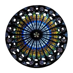 Stained Glass Rose Window In France s Strasbourg Cathedral Round Filigree Ornament (two Sides) by Ket1n9