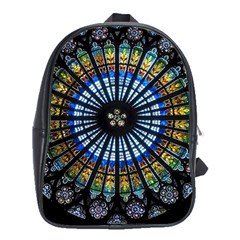 Stained Glass Rose Window In France s Strasbourg Cathedral School Bag (xl) by Ket1n9