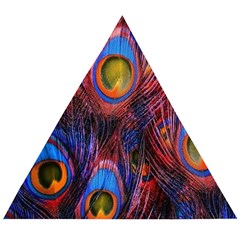 Pretty Peacock Feather Wooden Puzzle Triangle