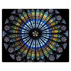 Stained Glass Rose Window In France s Strasbourg Cathedral Two Sides Premium Plush Fleece Blanket (medium) by Ket1n9