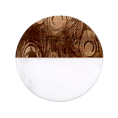 Pretty Peacock Feather Classic Marble Wood Coaster (round)  by Ket1n9