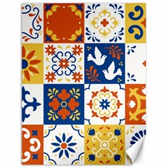 Mexican-talavera-pattern-ceramic-tiles-with-flower-leaves-bird-ornaments-traditional-majolica-style- Canvas 18  X 24  by Ket1n9