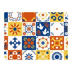 Mexican-talavera-pattern-ceramic-tiles-with-flower-leaves-bird-ornaments-traditional-majolica-style- Two Sides Premium Plush Fleece Blanket (mini) by Ket1n9