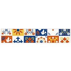 Mexican-talavera-pattern-ceramic-tiles-with-flower-leaves-bird-ornaments-traditional-majolica-style- Small Premium Plush Fleece Scarf by Ket1n9