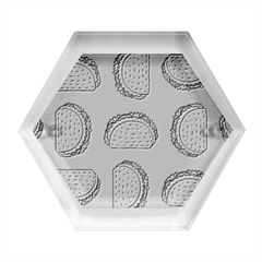Taco-drawing-background-mexican-fast-food-pattern Hexagon Wood Jewelry Box by Ket1n9