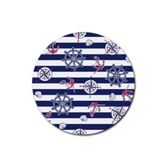 Seamless-marine-pattern Rubber Round Coaster (4 Pack) by Ket1n9