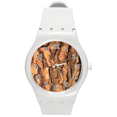 Bark Texture Wood Large Rough Red Wood Outside California Round Plastic Sport Watch (m)