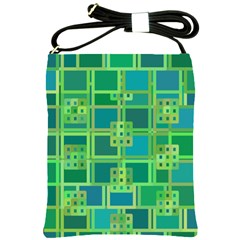 Green-abstract-geometric Shoulder Sling Bag by Ket1n9