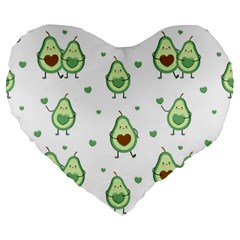 Cute-seamless-pattern-with-avocado-lovers Large 19  Premium Flano Heart Shape Cushions by Ket1n9