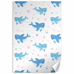 Seamless-pattern-with-cute-sharks-hearts Canvas 20  x 30 