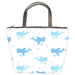 Seamless-pattern-with-cute-sharks-hearts Bucket Bag by Ket1n9