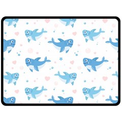 Seamless-pattern-with-cute-sharks-hearts Fleece Blanket (Large)