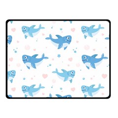 Seamless-pattern-with-cute-sharks-hearts Fleece Blanket (Small)