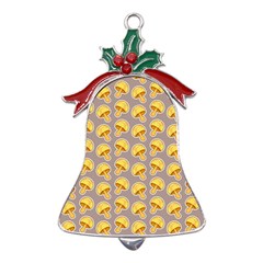 Yellow-mushroom-pattern Metal Holly Leaf Bell Ornament by Ket1n9