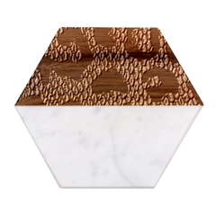 Metallic Snake Skin Pattern Marble Wood Coaster (Hexagon) 