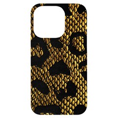 Metallic Snake Skin Pattern Iphone 14 Pro Black Uv Print Case by Ket1n9