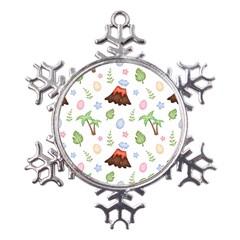 Cute-palm-volcano-seamless-pattern Metal Large Snowflake Ornament by Ket1n9