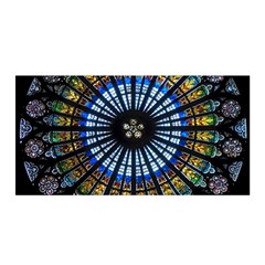 Stained Glass Rose Window In France s Strasbourg Cathedral Satin Wrap 35  X 70  by Ket1n9