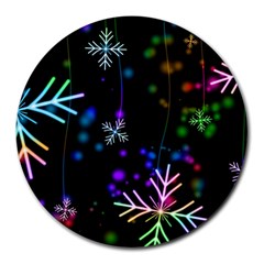 Snowflakes Snow Winter Christmas Round Mousepad by Grandong