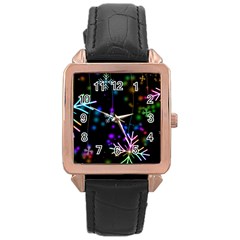 Snowflakes Snow Winter Christmas Rose Gold Leather Watch  by Grandong