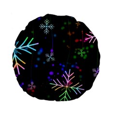 Snowflakes Snow Winter Christmas Standard 15  Premium Flano Round Cushions by Grandong