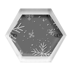 Snowflakes Snow Winter Christmas Hexagon Wood Jewelry Box by Grandong