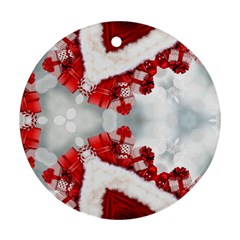 Christmas-background-tile-gifts Round Ornament (two Sides) by Grandong