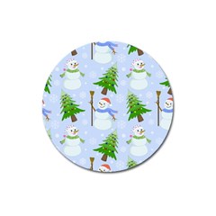 New Year Christmas Snowman Pattern, Magnet 3  (round) by Grandong