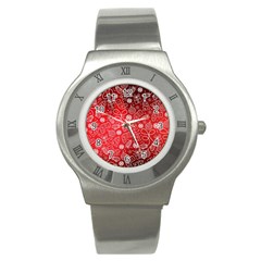 Christmas Pattern Red Stainless Steel Watch by Grandong