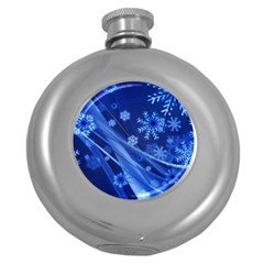 Christmas-card-greeting-card-star Round Hip Flask (5 Oz) by Grandong