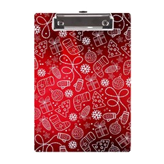 Christmas Pattern Red A5 Acrylic Clipboard by Grandong