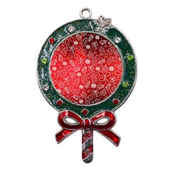 Christmas Pattern Red Metal X mas Lollipop With Crystal Ornament