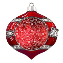 Christmas Pattern Red Metal Snowflake And Bell Red Ornament by Grandong